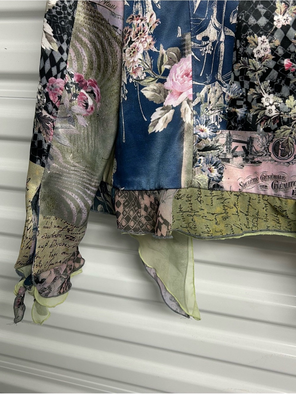 Boho Patchwork Floral Blazer in Blue, Pink & Olive - Picture 11 of 12